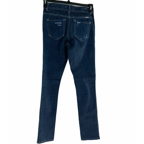 Inc Denim Dark Wash Faux Distressed Design Women's Stretch Jeans Size 2 - Picture 3 of 8